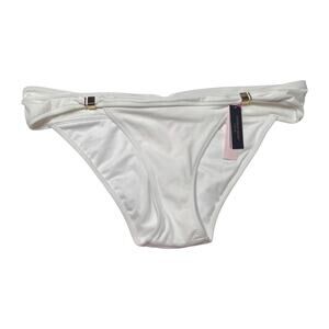 Victoria's Secret White Ruched Slider Bikini Bottoms Size Large